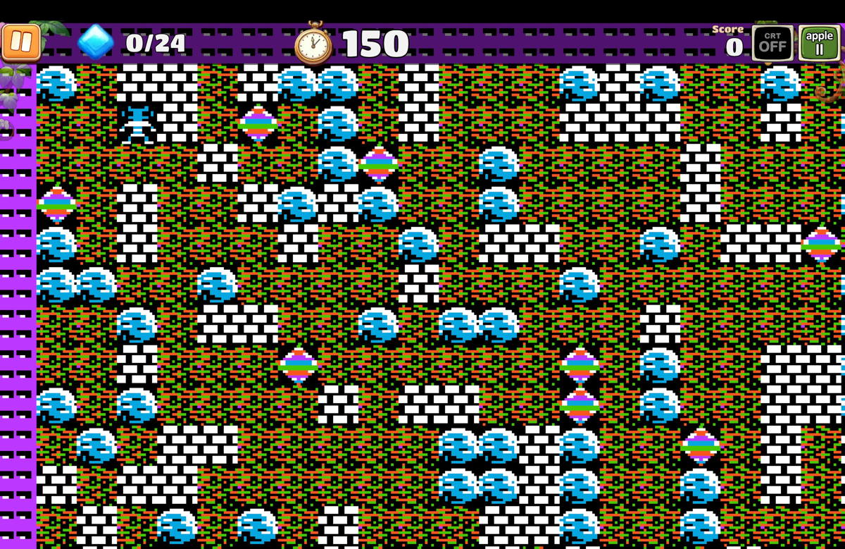 The colorful original design of Boulder Dash on the legendary Apple II is now also available in the new version.