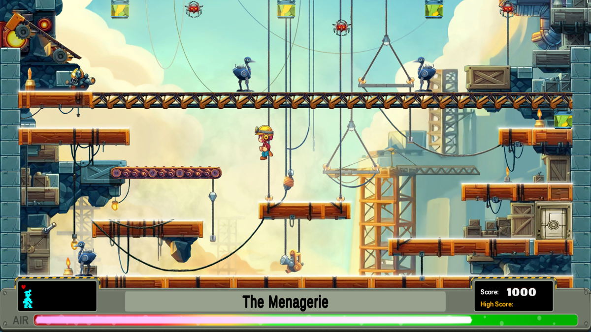 Experience every level in either classic pixel-art style or stunning HD re-imagining — and switch on the optional CRT TV frame for that genuine 1980s home-computer feel.